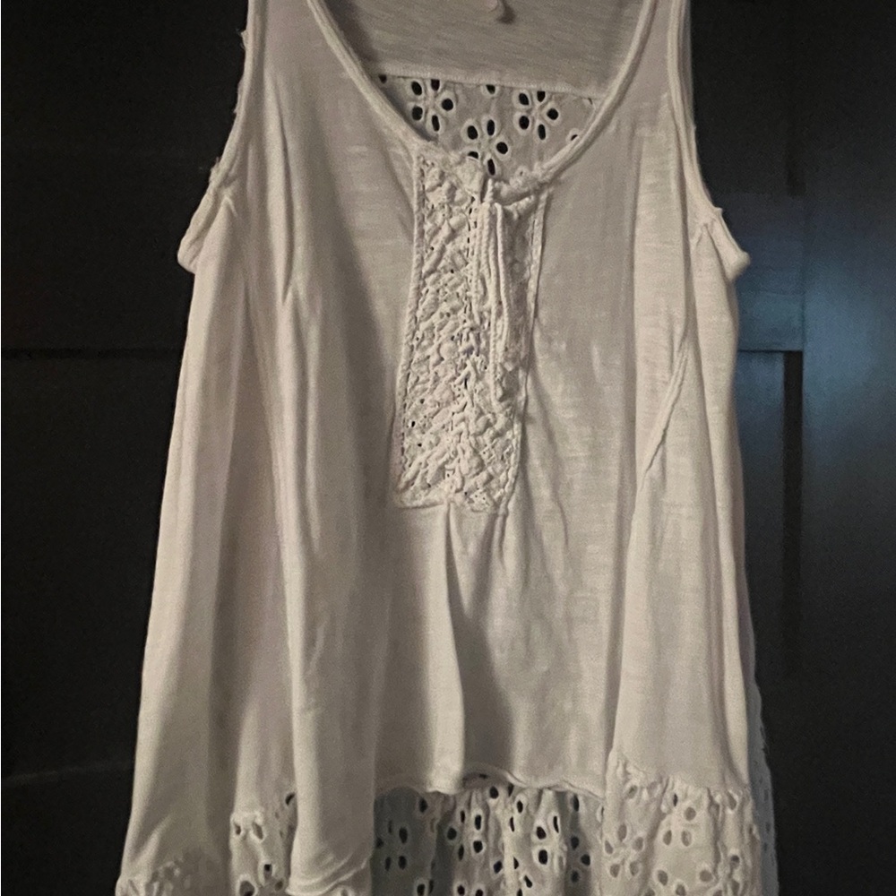 Free People White Eyelet Detail Blouse